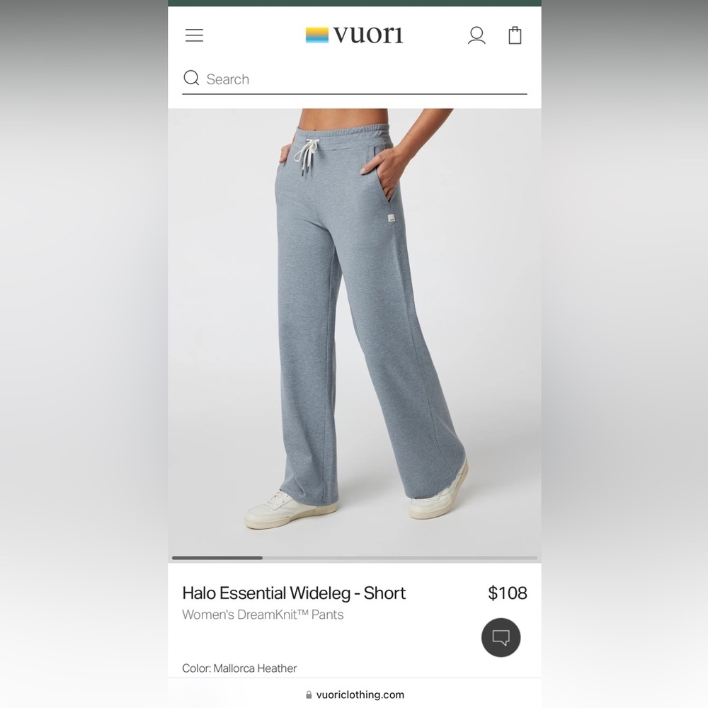 Vuori Halo Wideleg Pants Short-Size Medium